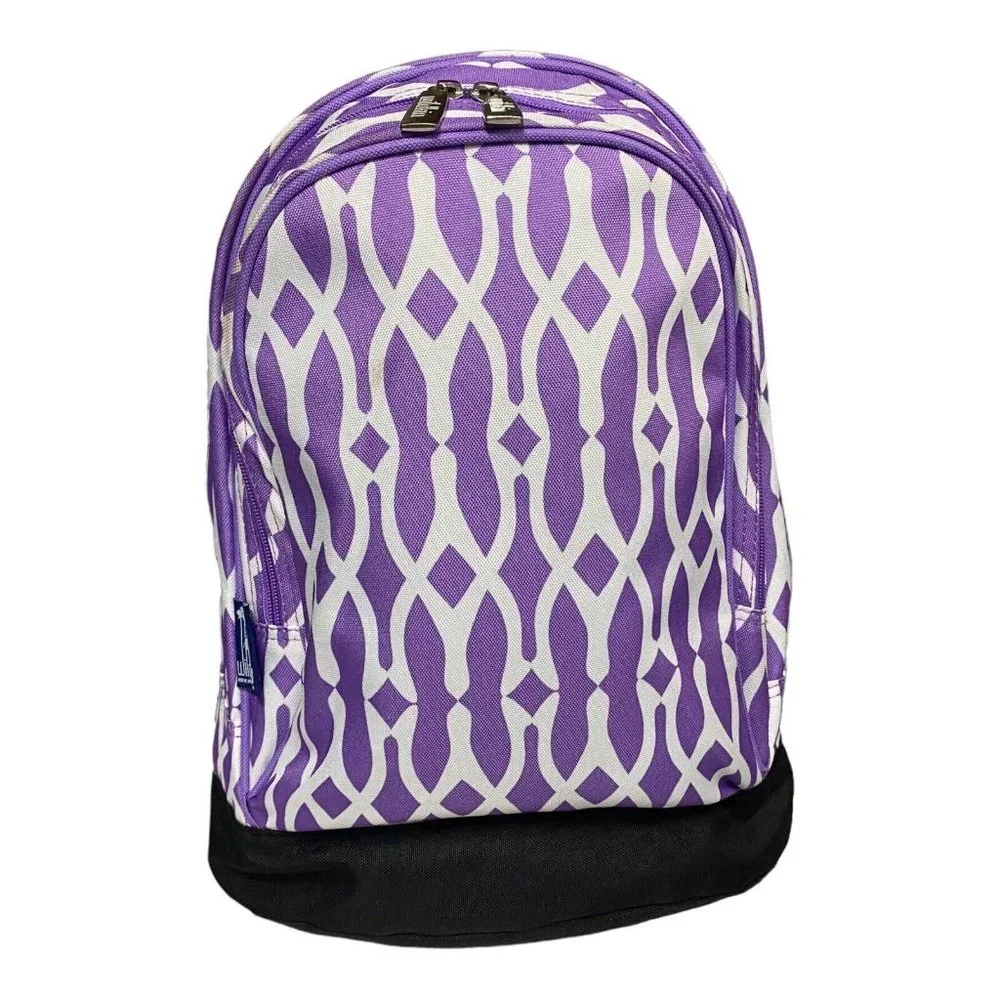 Wildkin Kids Zip 2 Compartment Backpack Overnight School Bag Purple Wishbone EUC